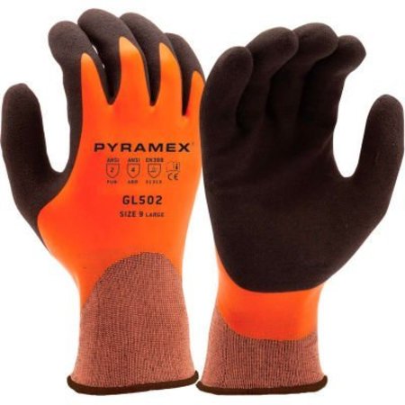 PYRAMEX Full Drip Sandy Latex Liquid Proof Gloves, Size Large - Pkg Qty 12 GL502L